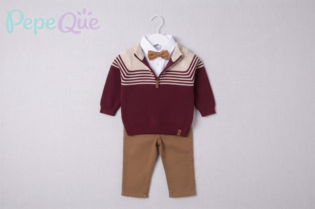 Boys' Burgundy Sweater Set