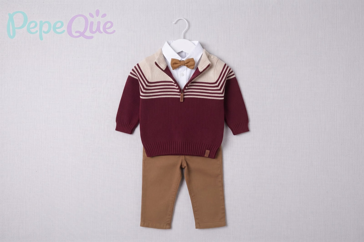 Boys' Burgundy Sweater Set